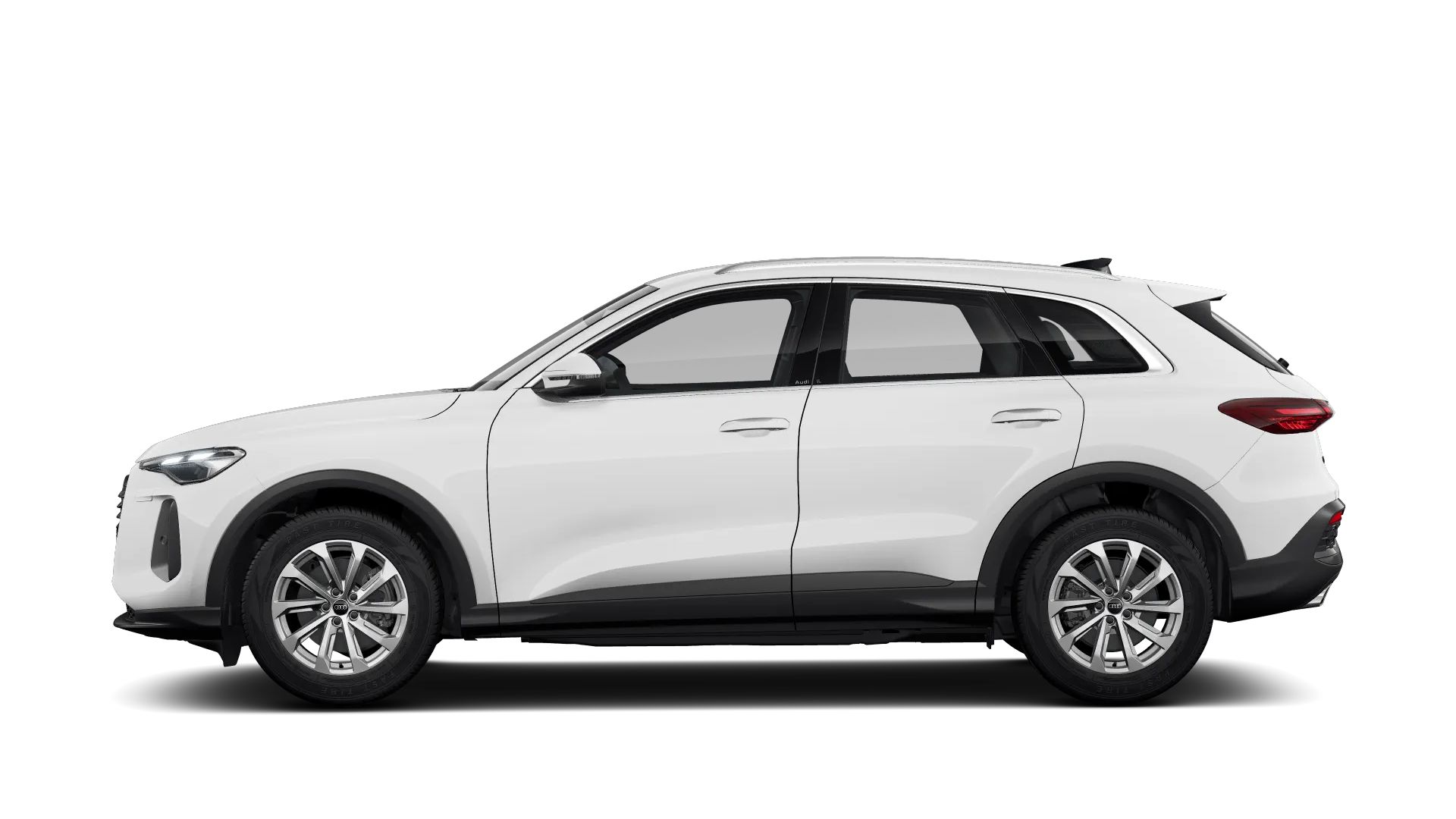 Seitenansicht eines Audi Q5 in Weiß.