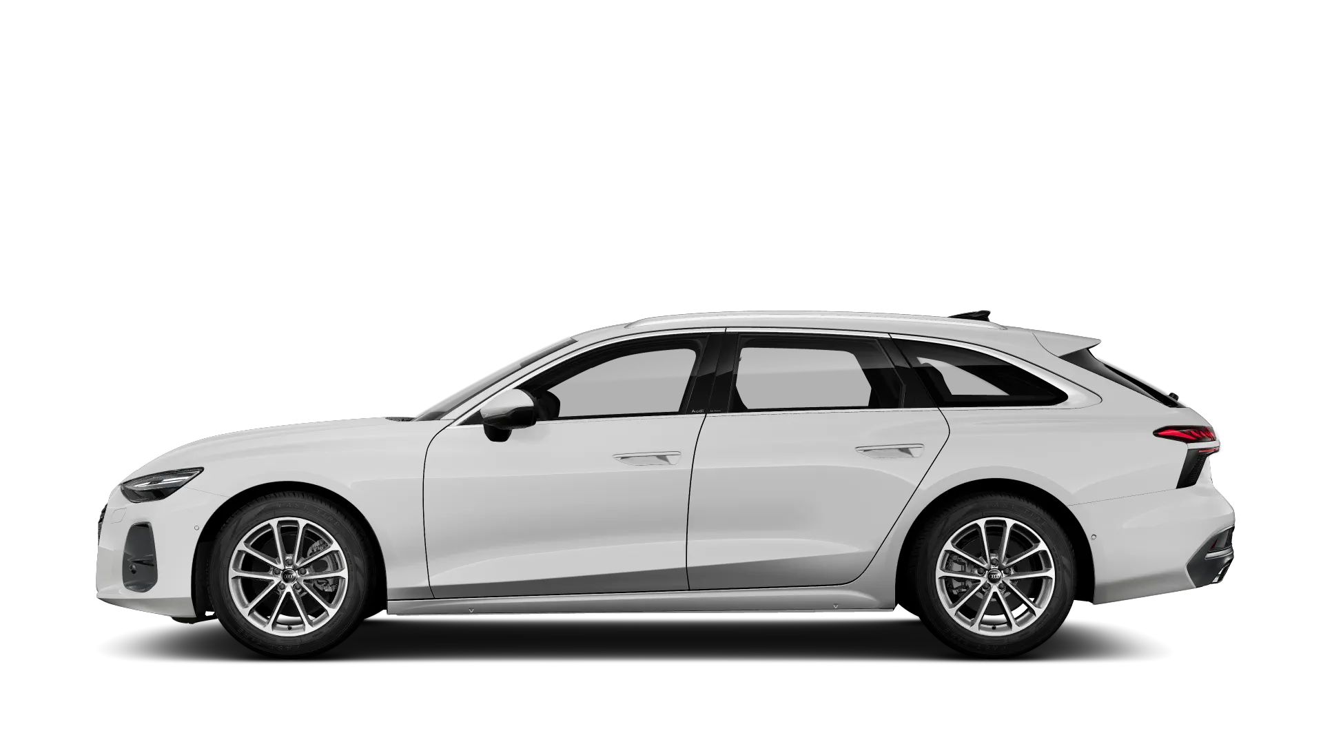 Seitenansicht eines Audi A6 Avant in Weiß.