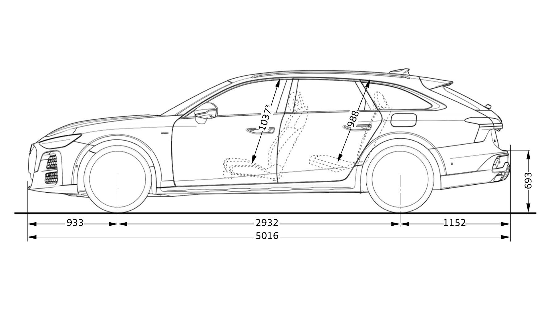 Audi A6 allroad e-hybrid Abmessungen Seitenansicht