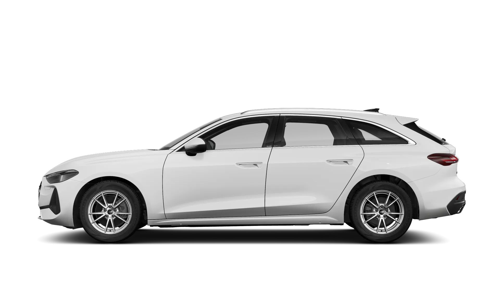 Seitenansicht eines Audi A5 Avant in Weiß.